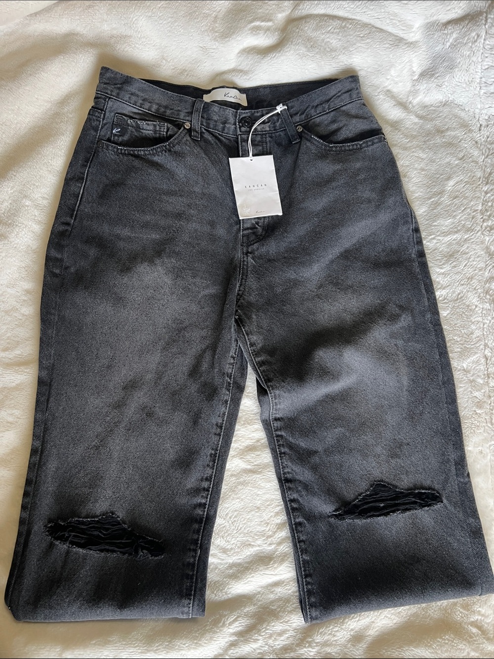 Kancan Garrison 90s Flare Dark Gray Distressed Jean
